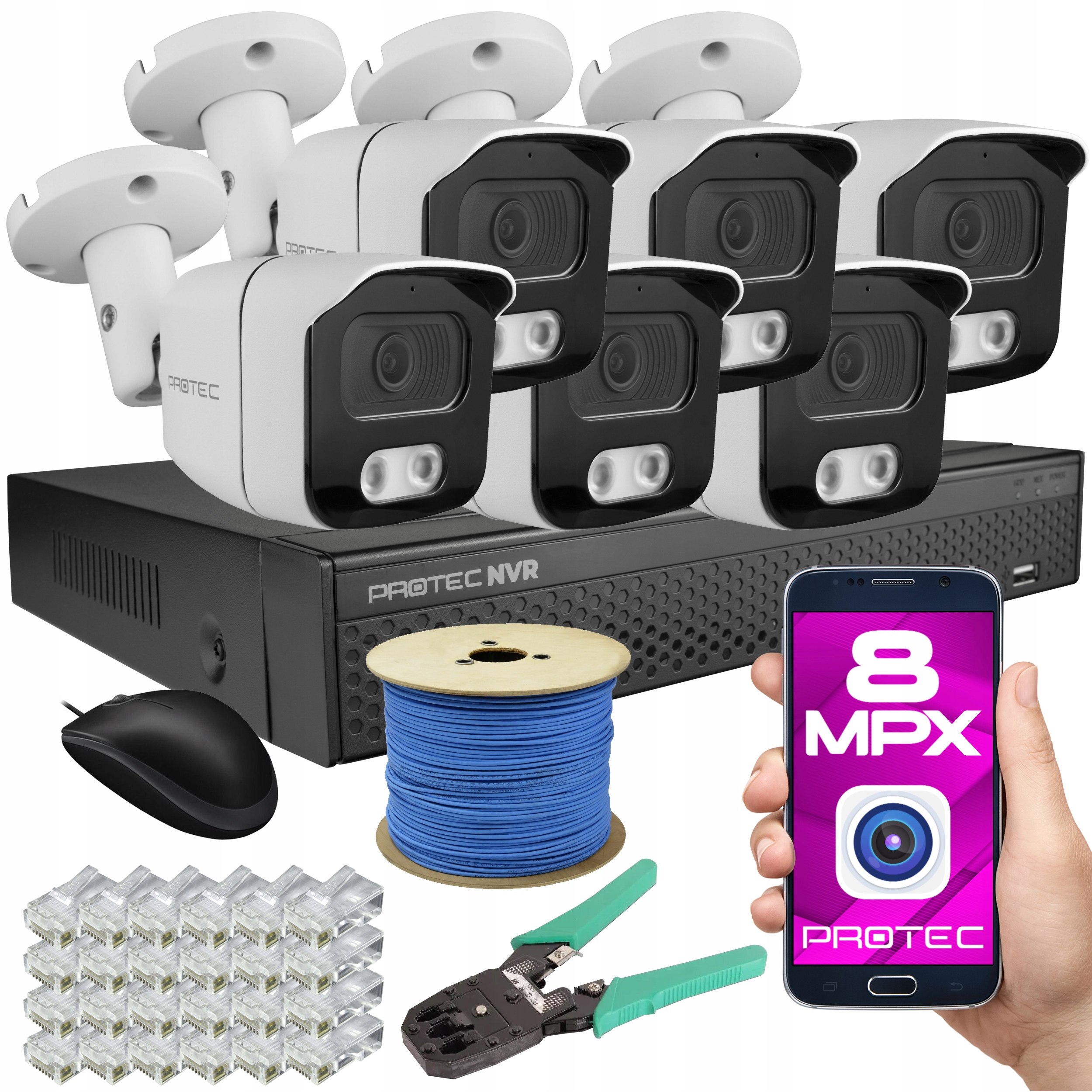 

Cyfrowy Monitoring 6 Kamer Ip 8MPIX 4K Bez Dysku