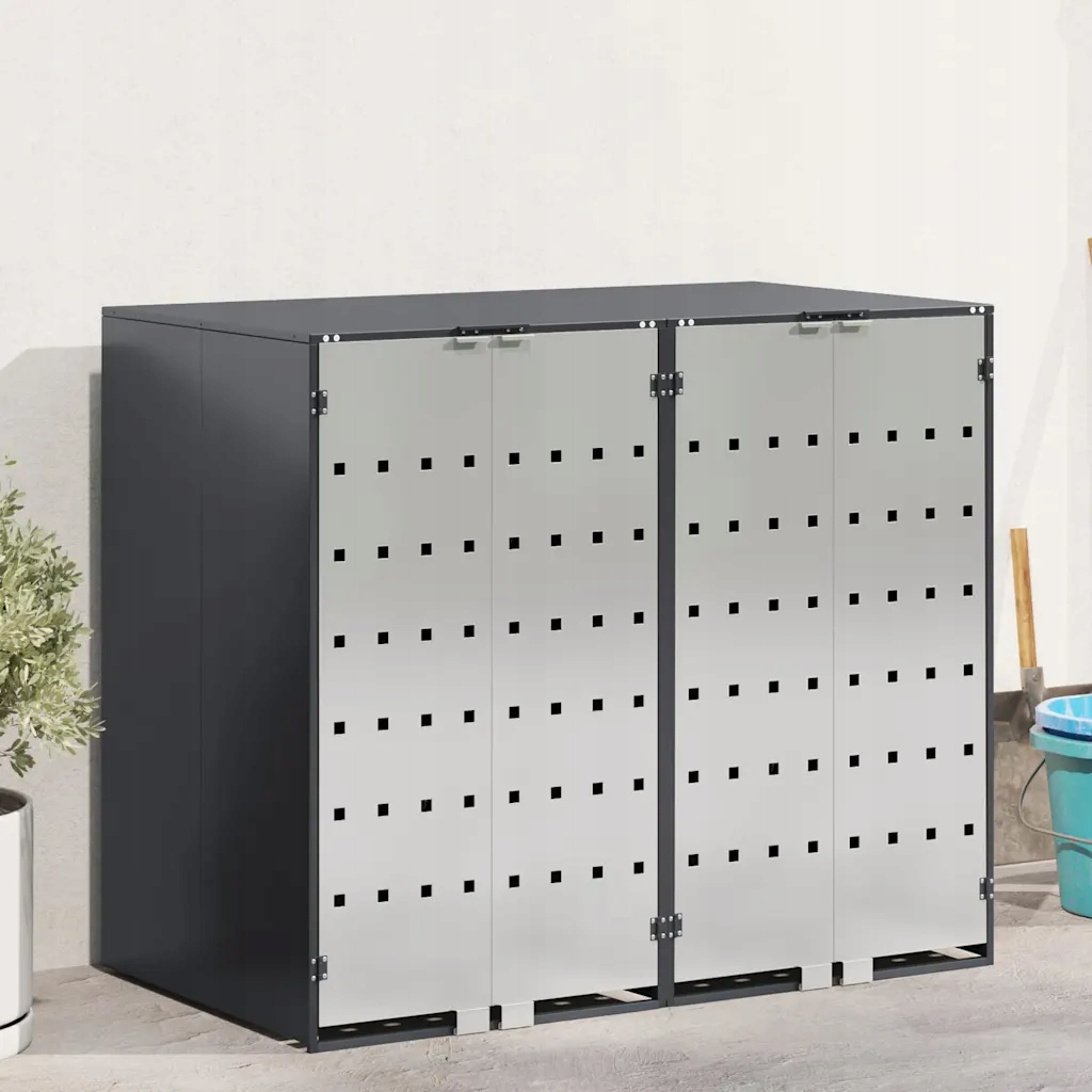 vidaXL Úložný box na 3 popelnice Antracit 340 x 77,5 x 115,5 cm Ocel