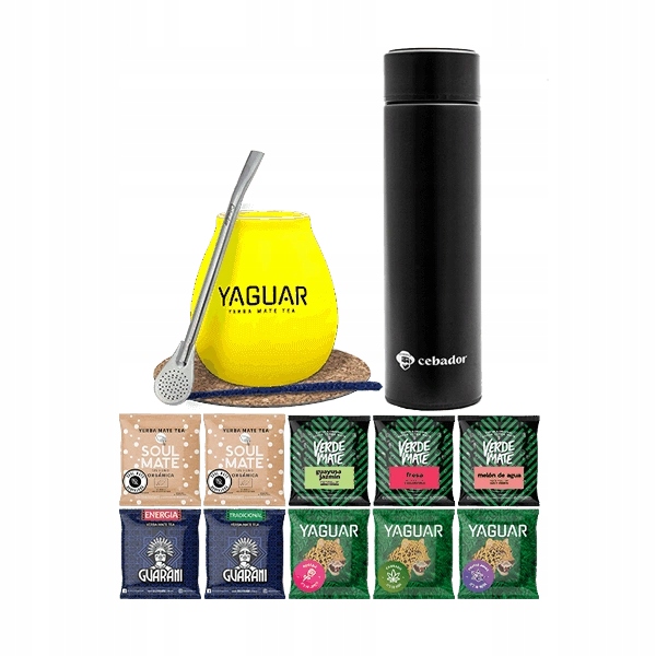 Sada Yerba Mate Vzorky 10x50g Termos Led Tykev Bombilla 500g 0,5kg