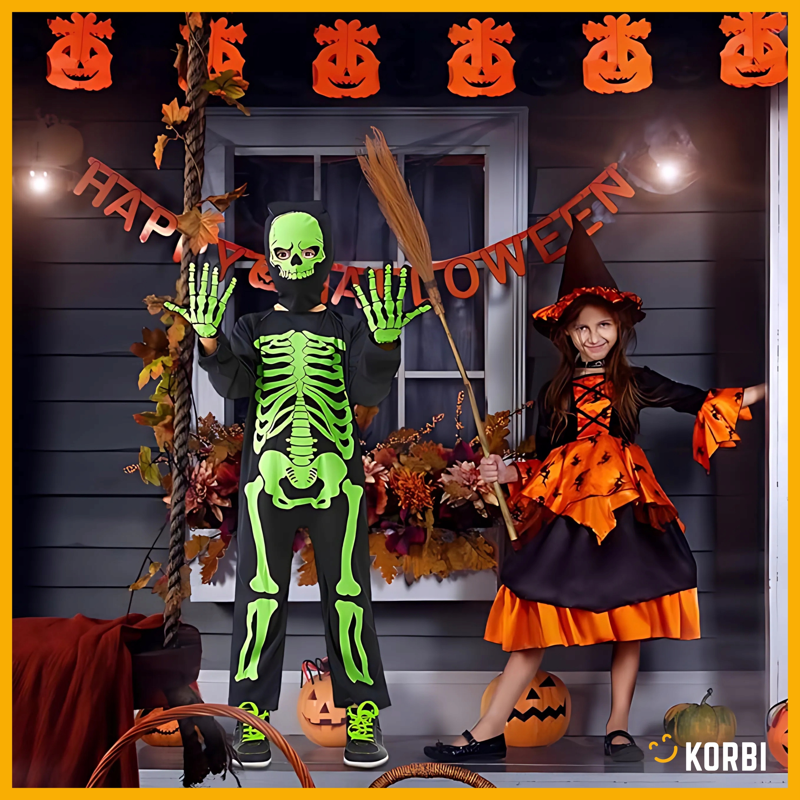 KOSTIUM KOŚCIOTRUPA ŚWIECĄCY W CIEMNOŚCI STRÓJ ZOMBIE HALLOWEEN ROZMIAR M Kolor zielony