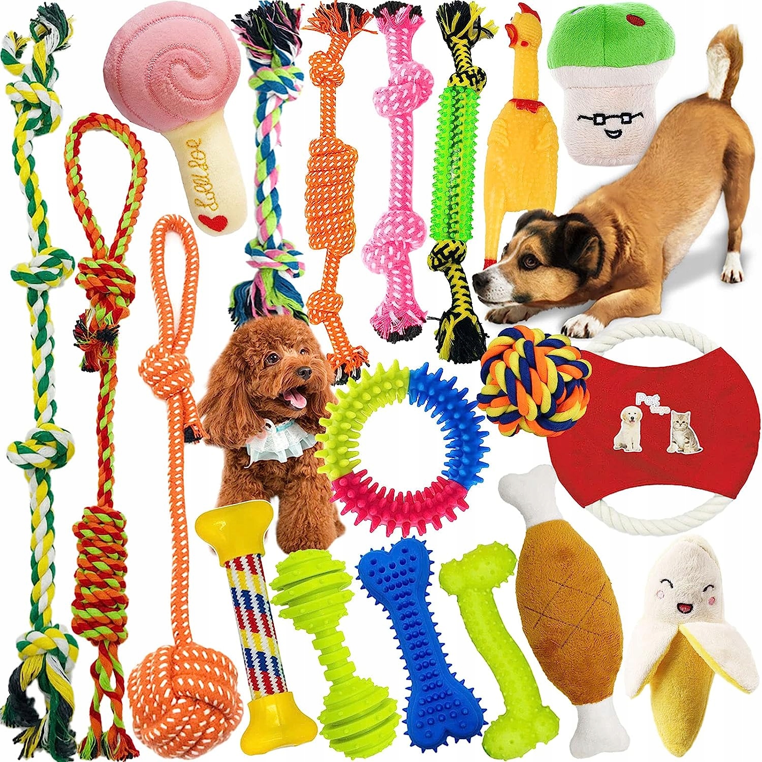 Levně Hračky Pro Psy Sada Frisbee Kousátka Přetahovadlo Kuřecí Pískací 19EL.