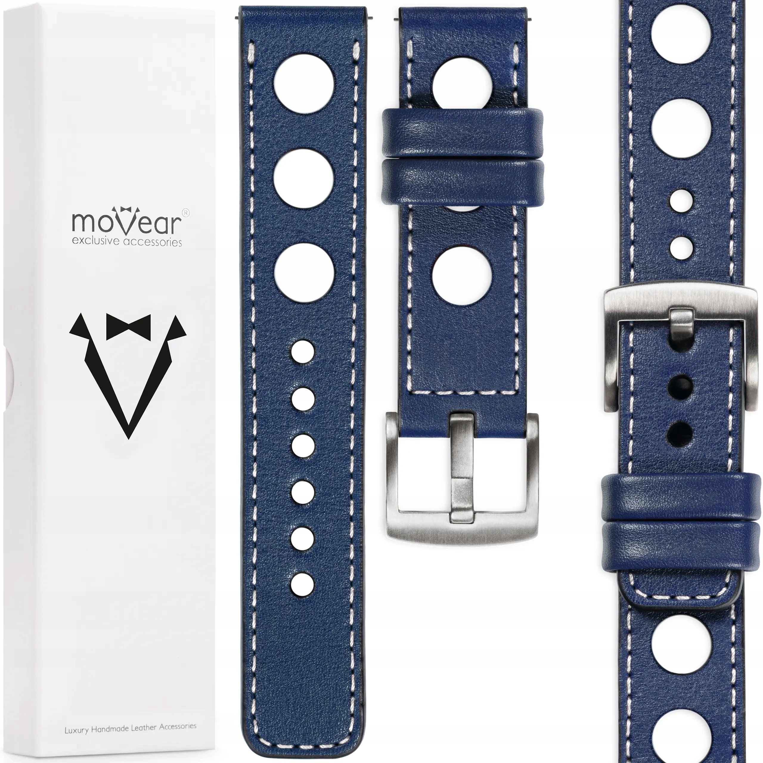 Řemínek 22 mm pro prémiové kožené hodinky, stylový, ručně vyrobený Movear