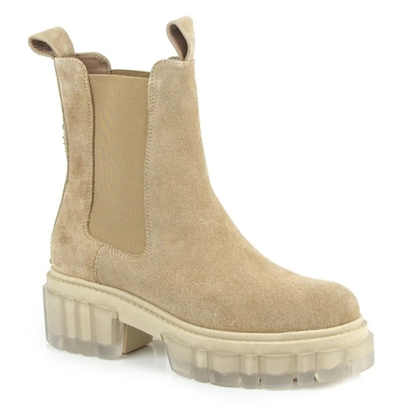 Carinii B8484 Kotníkové Boty Jarní Semišová Kůže Béžová 39