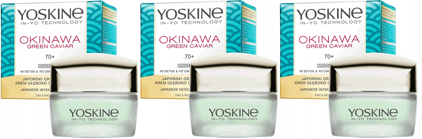 3 kusy Okinawa Green Caviar Denní a noční krém 70+ Yoskine Vrásky