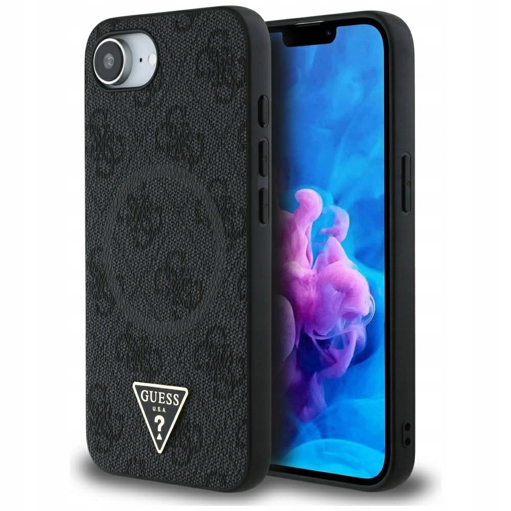 Pouzdro Guess 4G Ring Triangle Logo MagSafe pro Apple iPhone 16e, černé