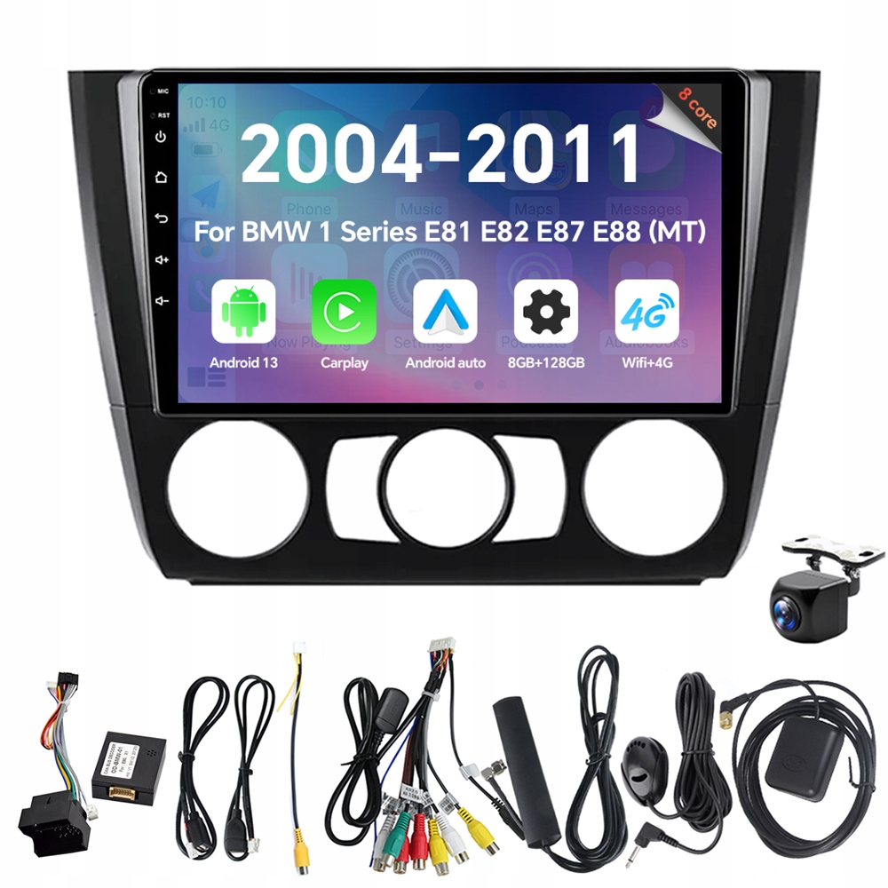 Autorádio Eunavi 2Din s Androidom 13 pre Bmw radu 1 E81 E82 E87 E88 Mt