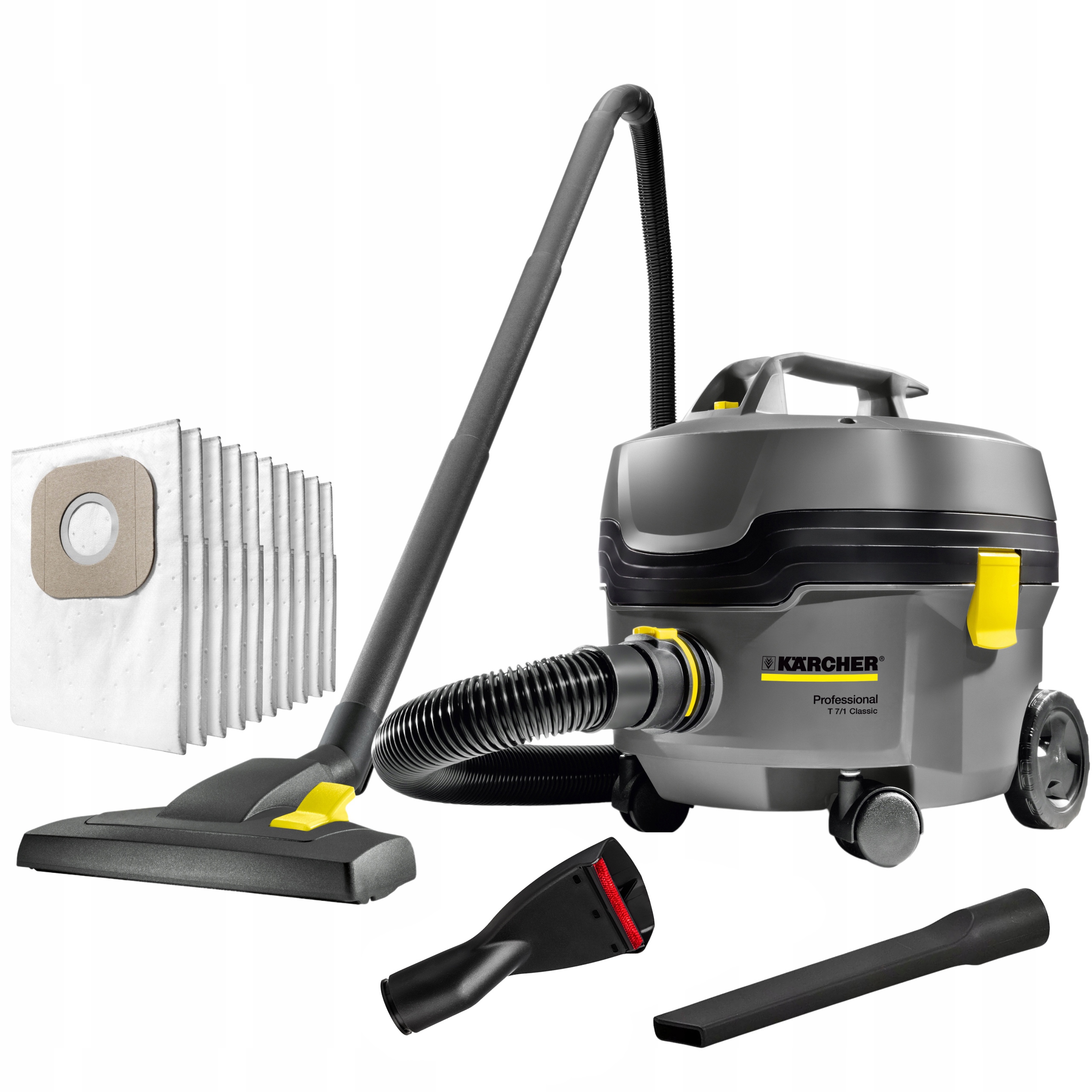 Mocny Odkurzacz Przemysłowy Karcher T 7/1 Cichy Worki dwie ssawki