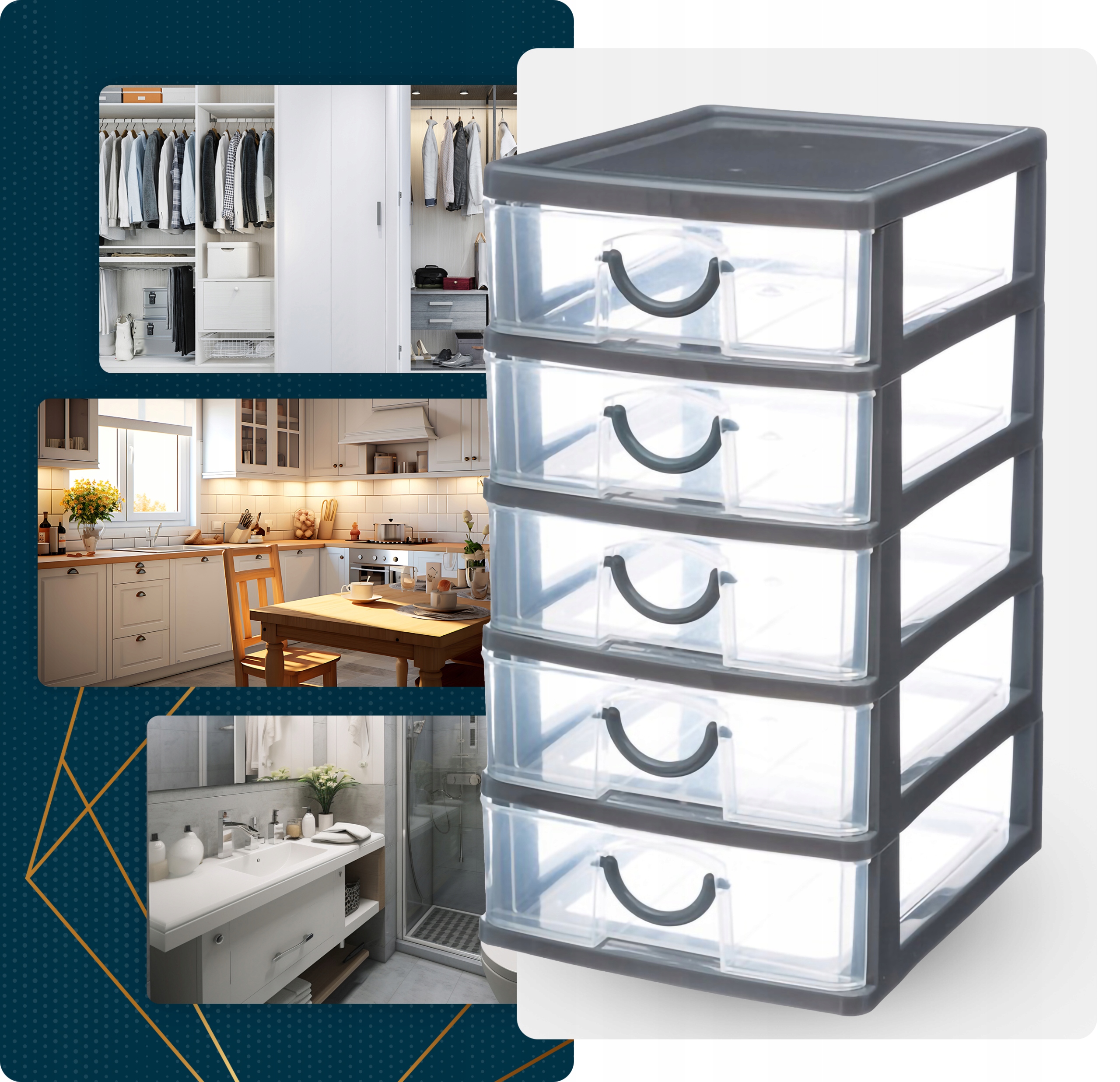 ORGANIZER POJEMNIK Z 5 SZUFLADAMI POJEMNY MODNY Marka 5five Simple Smart