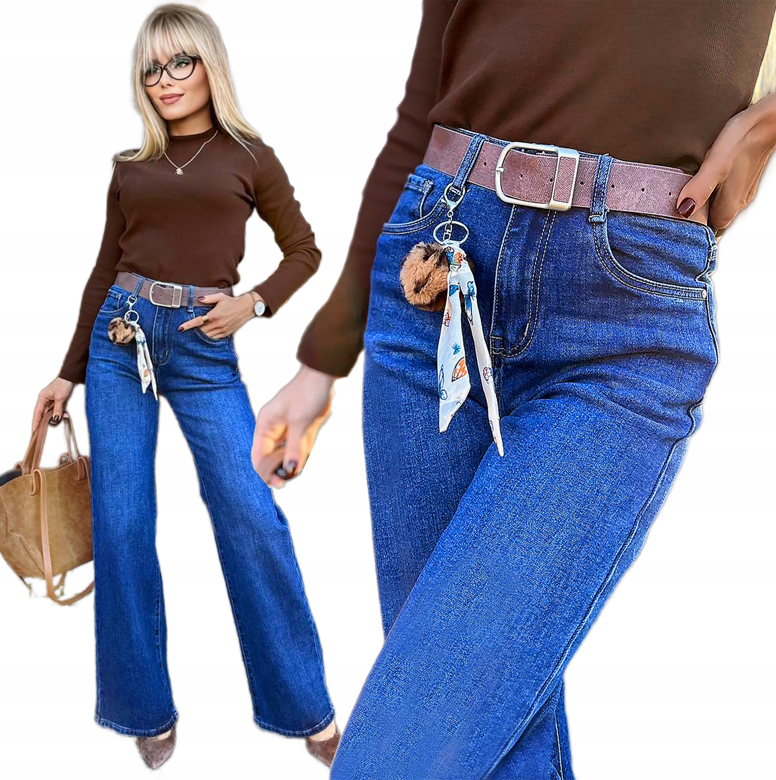 Džínové kalhoty švédské rovné nohavice Jeansy Wide Leg jeans Xs Dagna