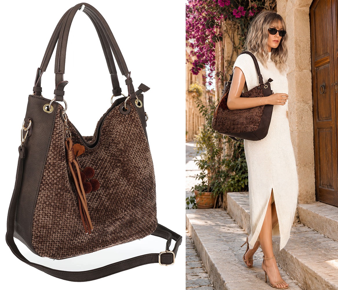 Dámská shopper kabelka semišová přes rameno LH622 Čokoládová