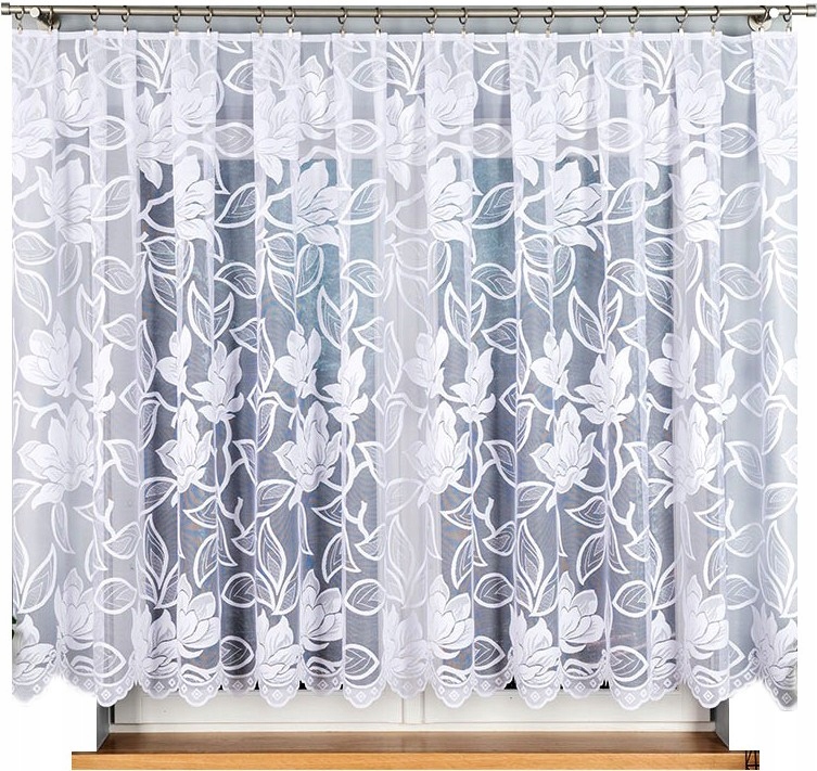 Záclona vzor 023338, 500 x 150 cm, jednoduchá s květinami (s lemováním)
