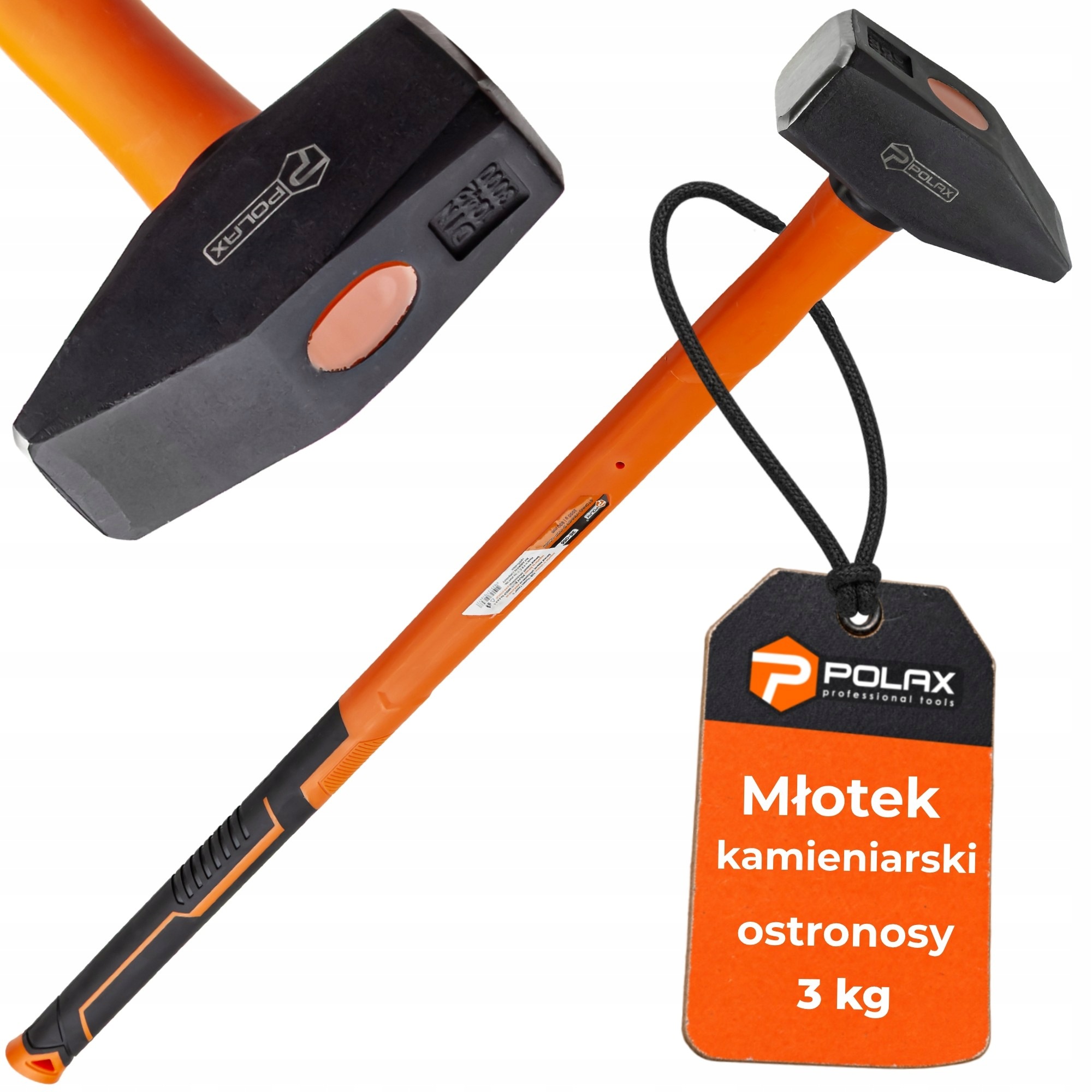 Kovářské kladivo Ostrosnosy 3kg špic obouch kalená násada fiberglass Polax