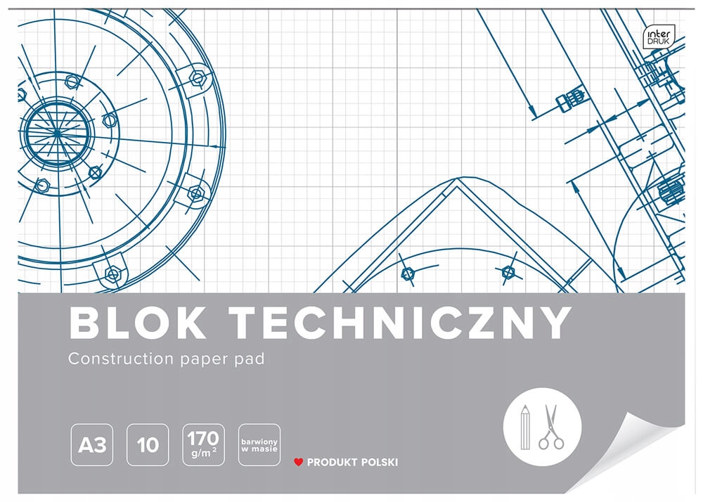 

Blok techniczny biały A3 Interdruk 10 arkuszy 170g