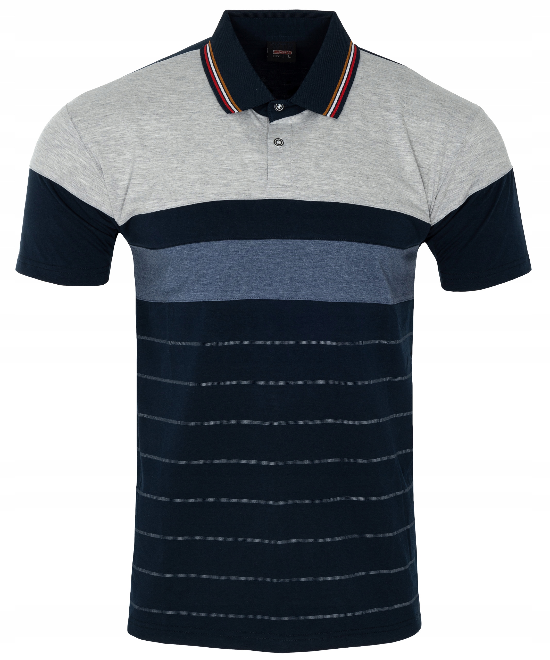 KOSZULKA męska POLO SZARO-GRANATOWA PASY rozmiar L