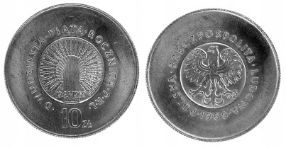10 złotych (1969) - Dwudziesta Piąta Rocznica PRL