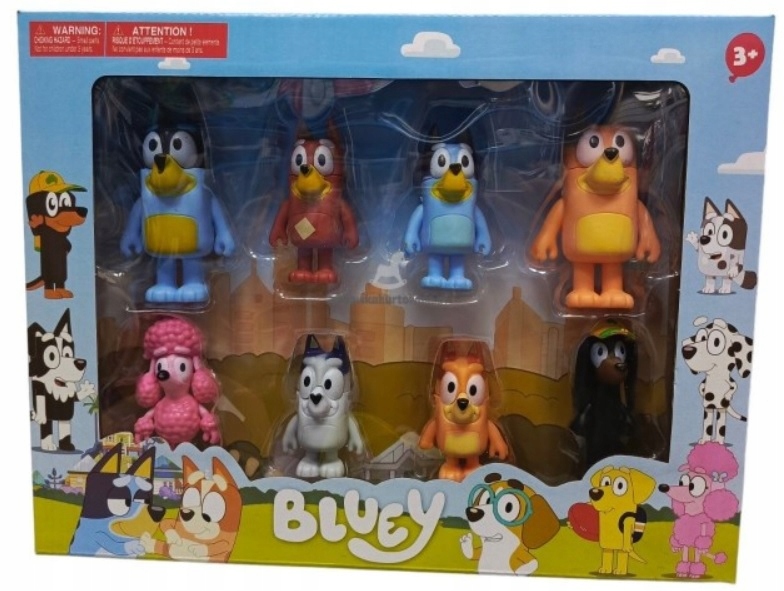 ZESTAW DUŻYCH FIGUREK BLUEY BINGO - 8 SZT RODZINKA BLUE Rodzaj produktu figurka z bajki