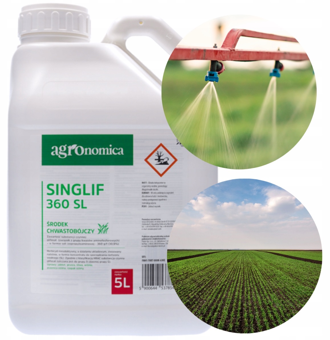 Singlif 360 Sl 5L chwastobójczy, glifasot, na wszystkie chwasty, perz, ugór