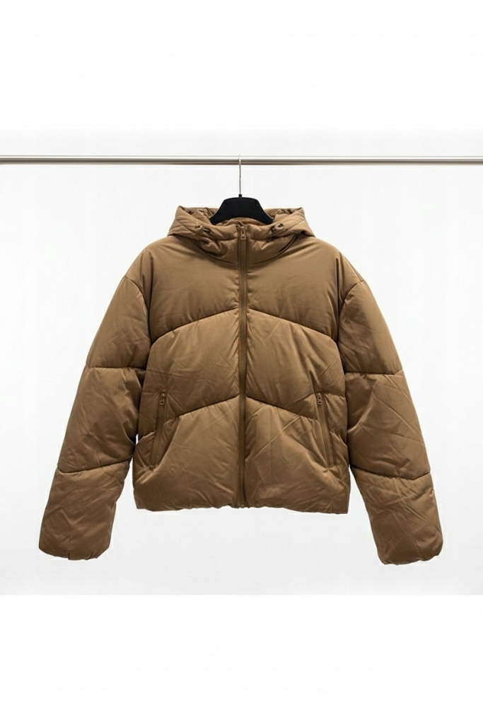 Y.a.s Zimní Prošívaná Bunda S Kapucí V Hnědé Barvě, Velikost XL