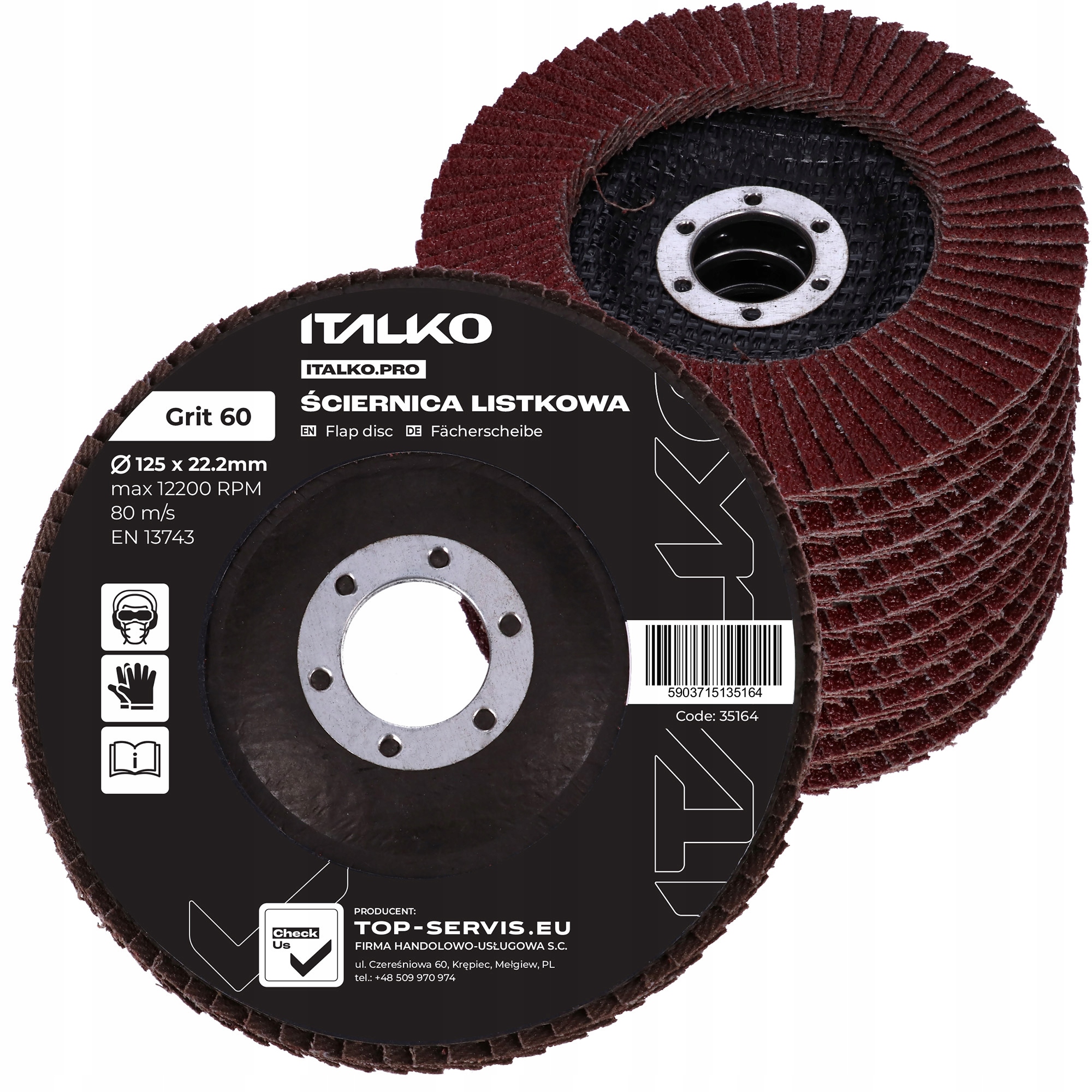 TARCZA ŚCIERNCA ŚCIERNICA LISTKOWA LAMELKA 125 P60 Marka Italko