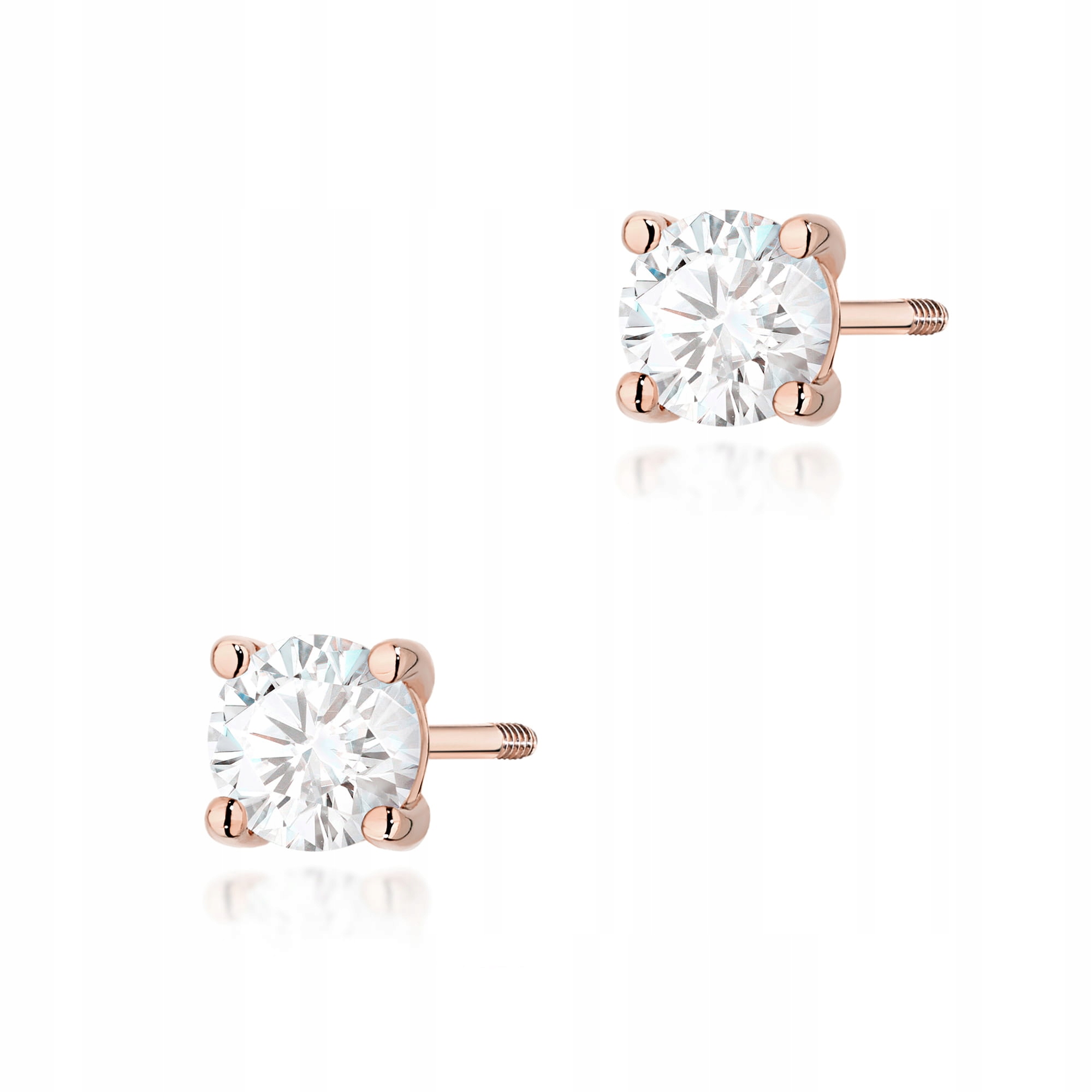 Náušnice z růžového zlata 585 šroubovací tyčinky diamant 0.50 ct růžové