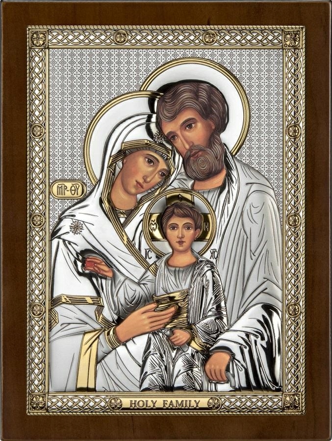 Obraz Svatá rodina 13 x 16,5 cm zlato stříbrný Svatba Výročí Gravírování
