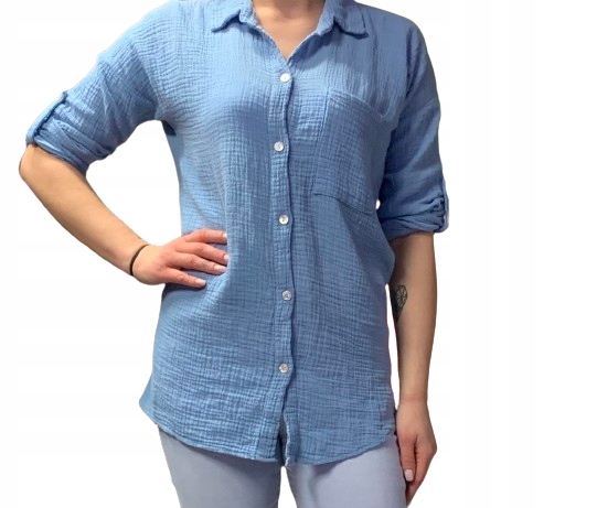 KOSZULA DAMSKA MUŚLINOWA - LUŹNA OVERSIZE Italy