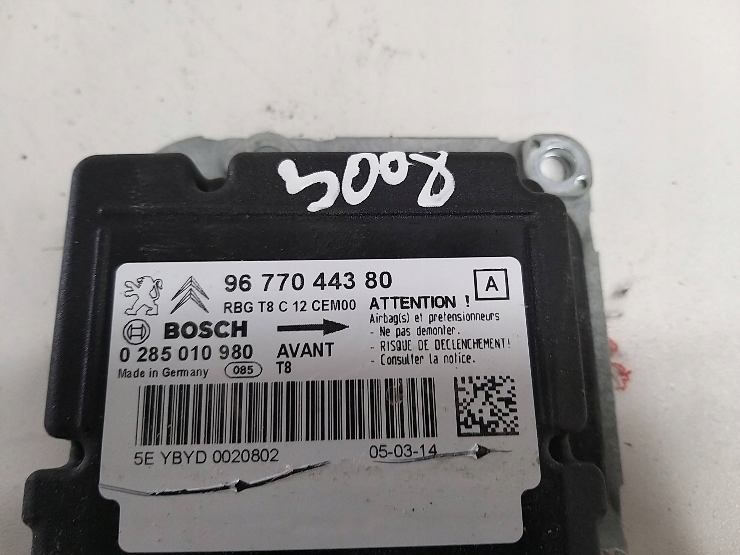 PEUGEOT 3008 e SNSOR modulo SEROWNIK airbag 9662570880