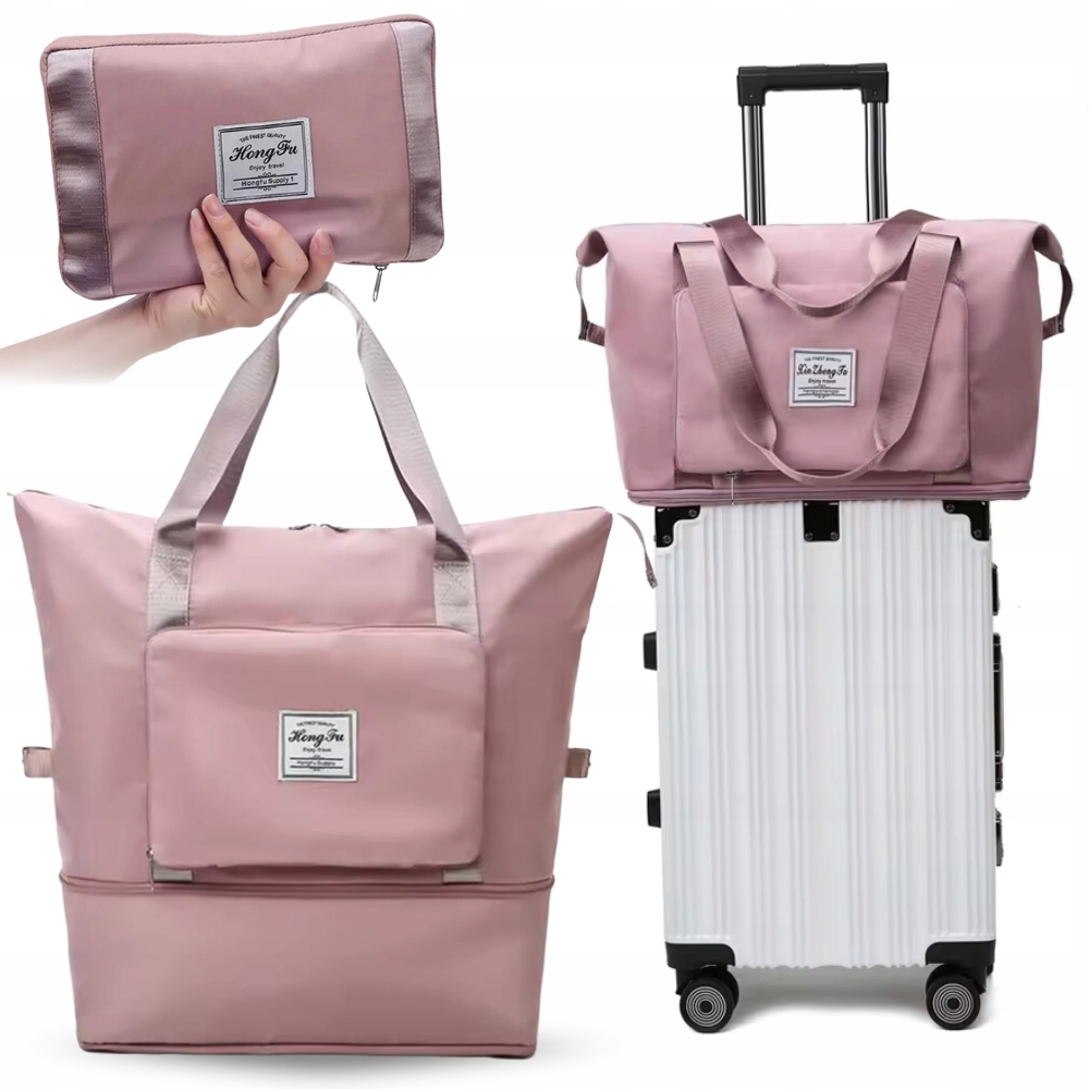Torba podróżna walizka turystyczna 20×40×40cm składana róż torebka lekka