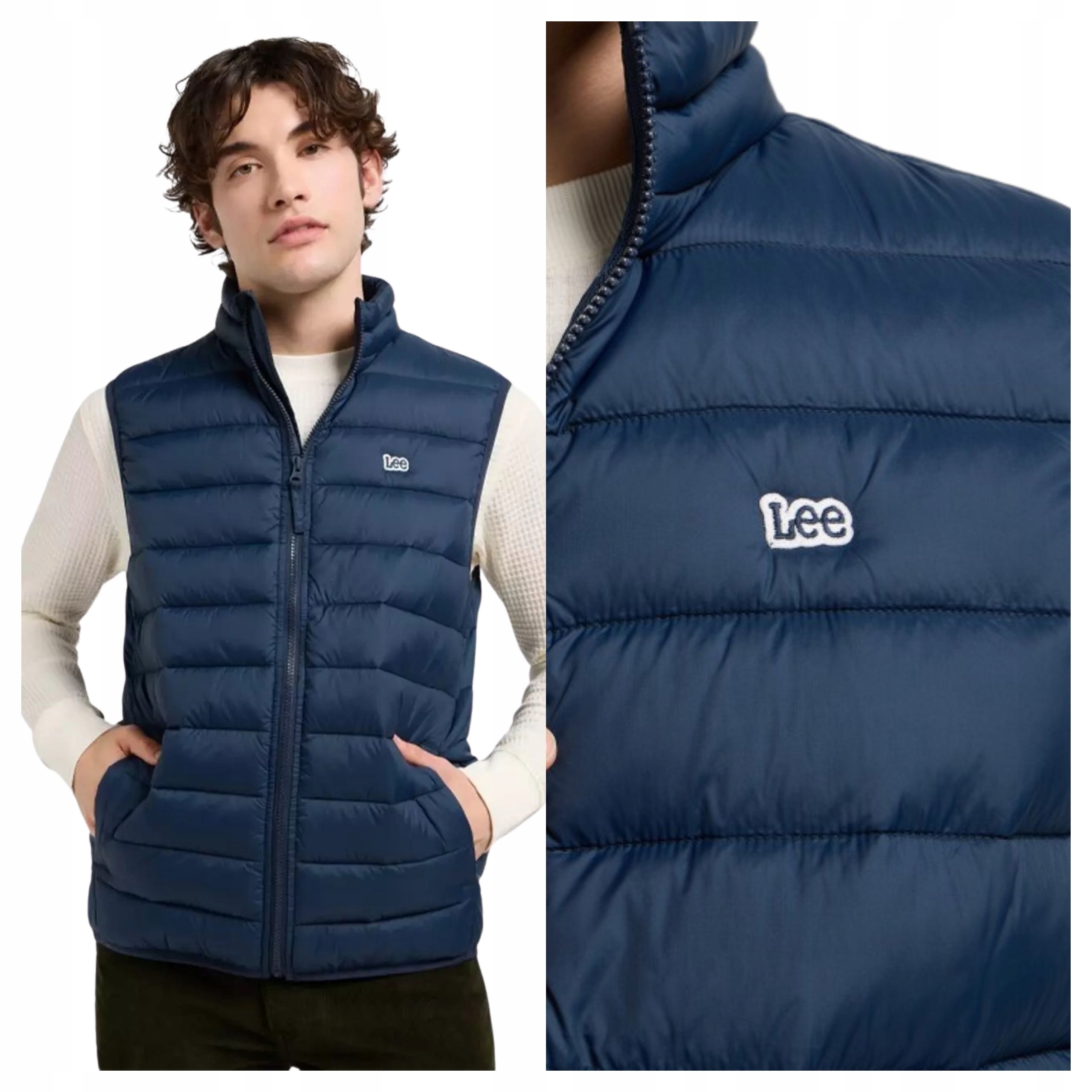 Bunda Bez Rukávů Lee Puffer Tmavě modrá Klasická Casual M