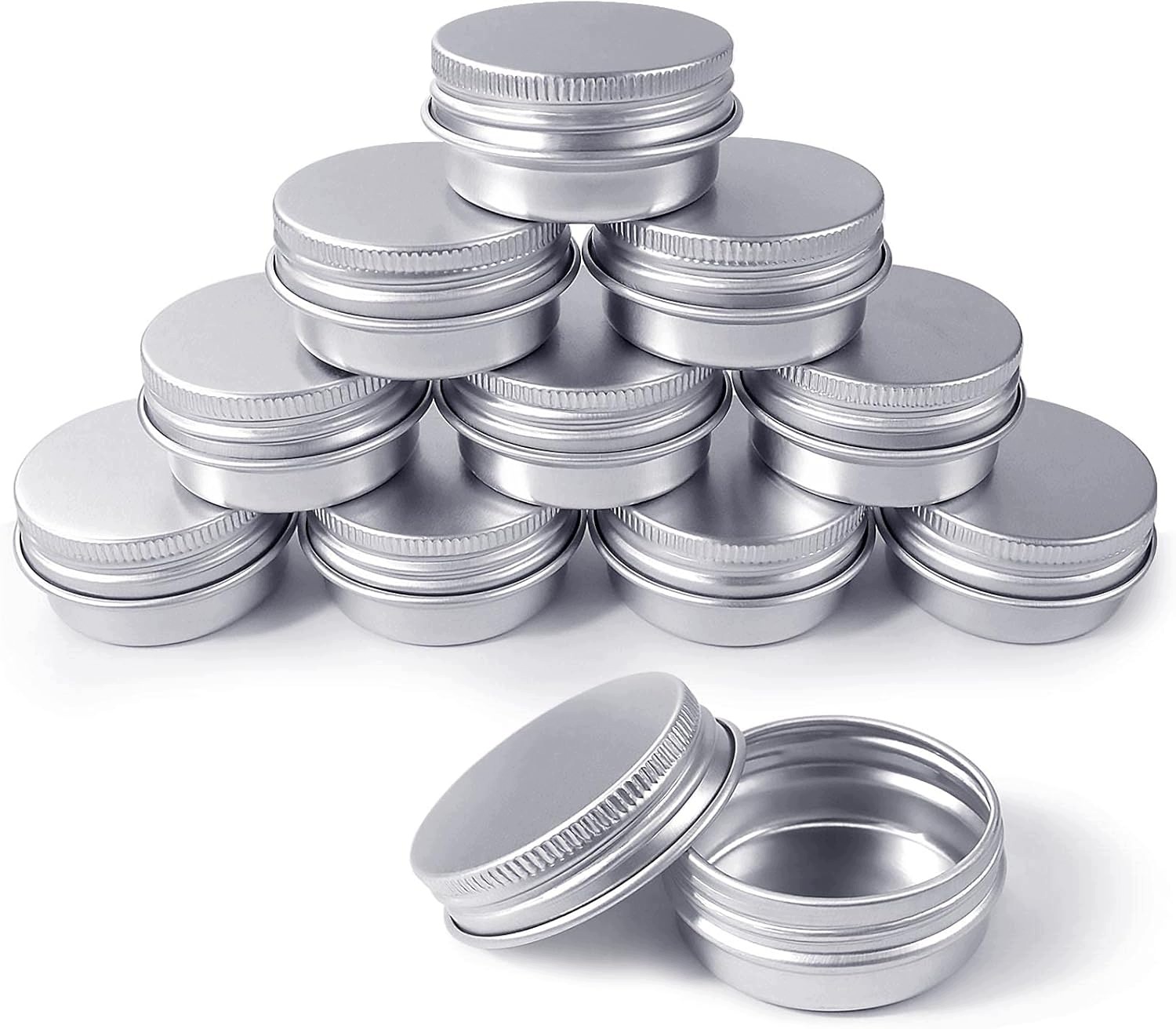 Sada 10 Hliníkových Plechovek 15 ML, Stříbrné, Kovové, Na Krémy