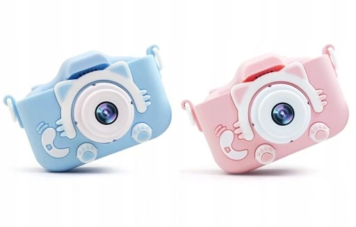 APARAT CYFROWY DLA DZIECI Dziecka Fotograficzny NIEBIESKI KOTEK + KARTA 4GB Stabilizacja brak stabilizacji