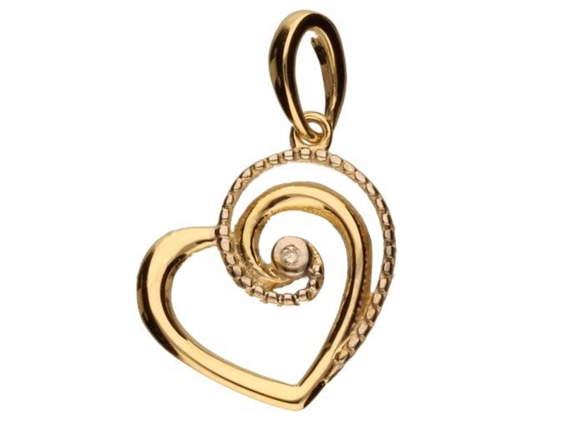 Zlatý přívěsek 585 malé prolamované srdíčko se zirkonem 0,79 g