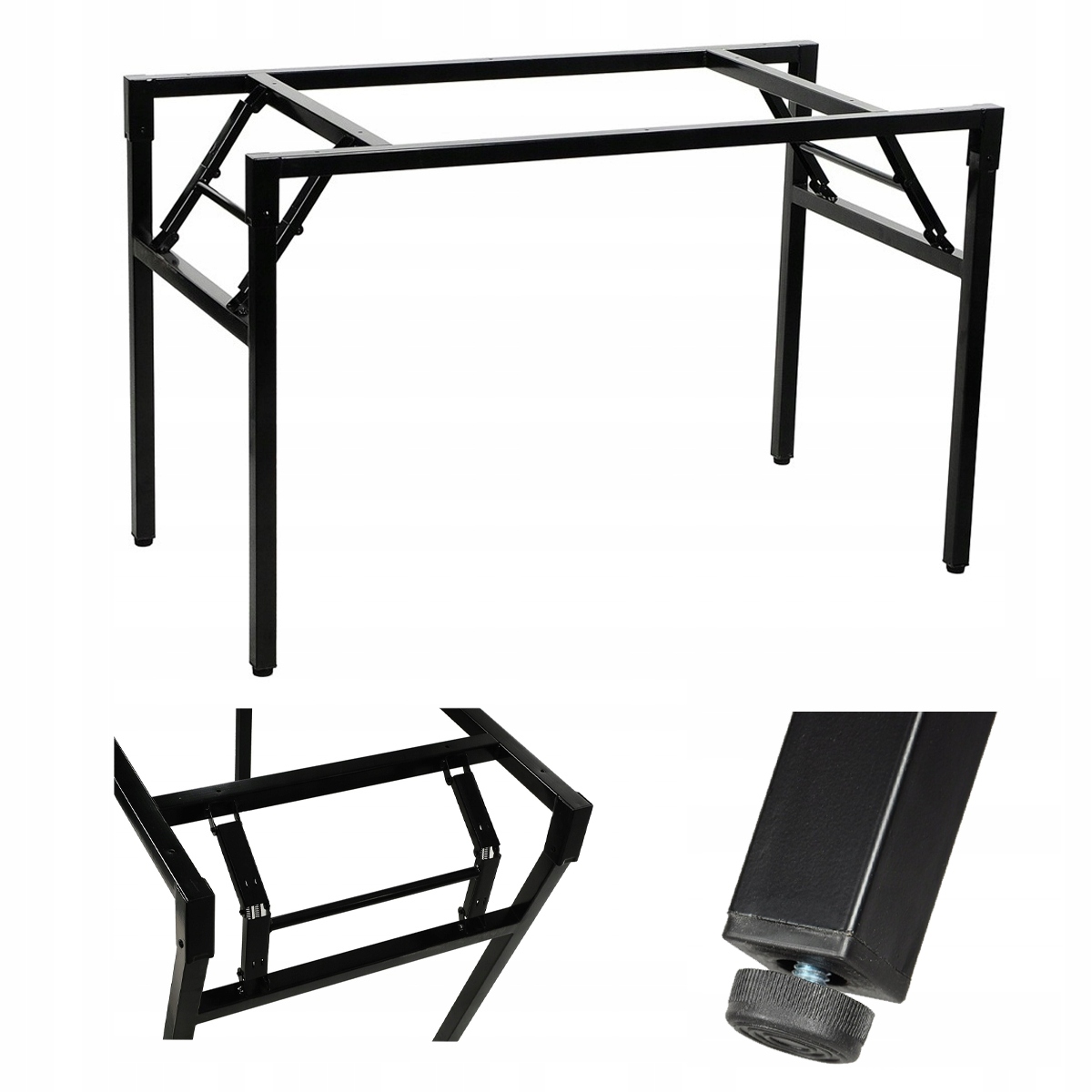 Skladací Rošt Pre Stôl NY-A024 136 X 66 CM, Čierny, Nastaviteľné Nožičky