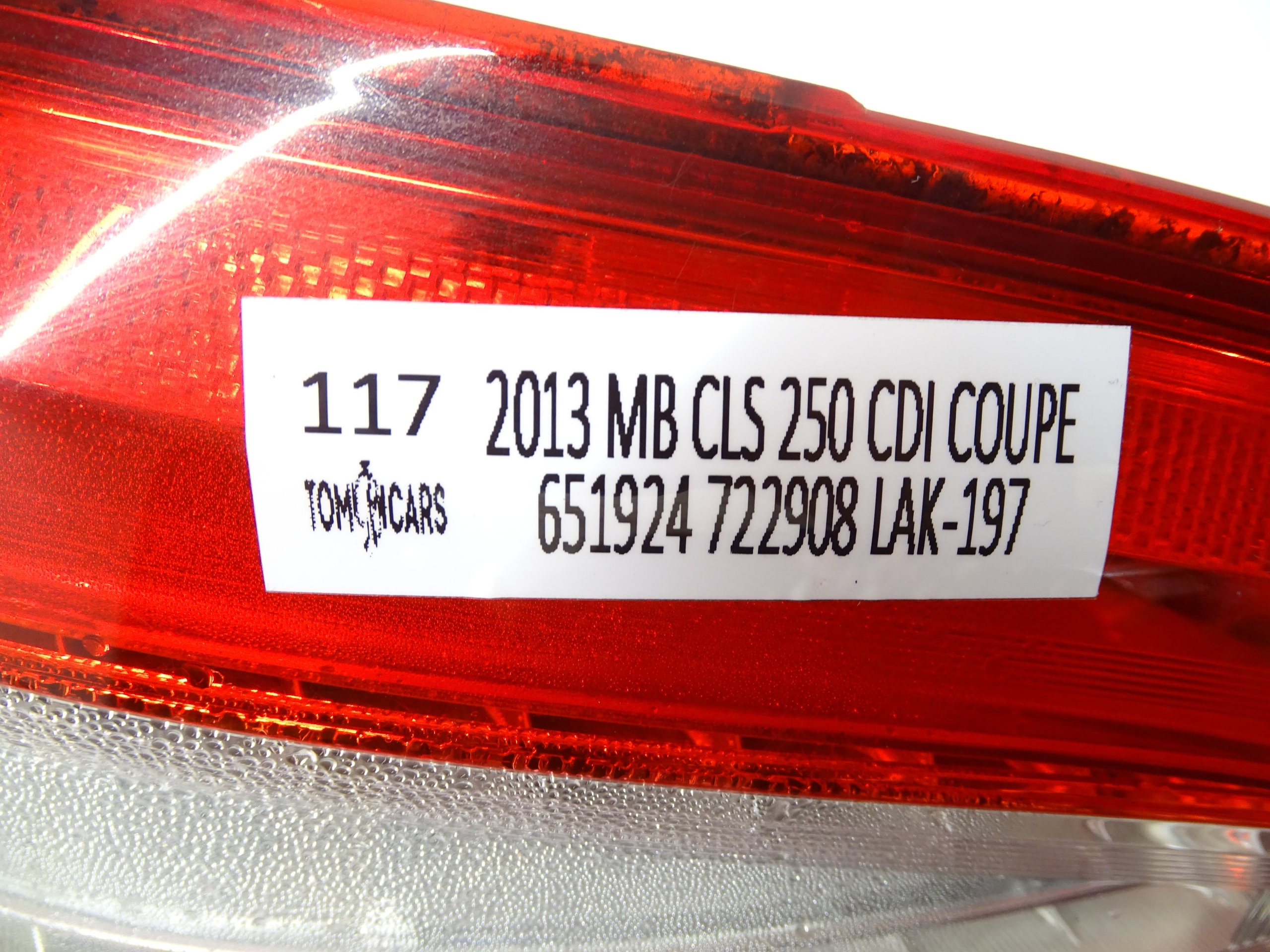 light left rear part sedan MERCEDES CLS 250 A2189060158
