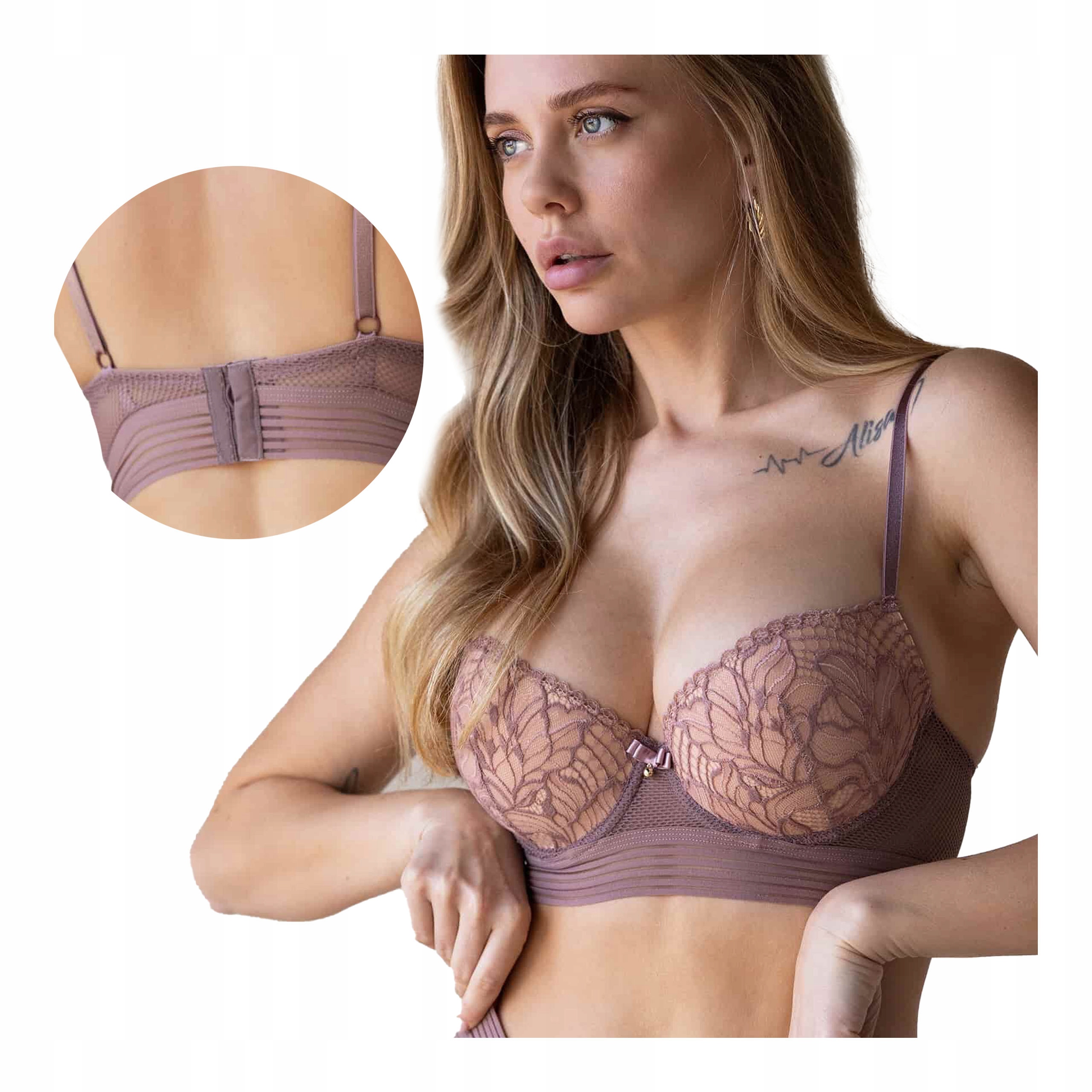 Dámská push-up podprsenka s krajkou a hlubokým výstřihem sexy Kleo 75D