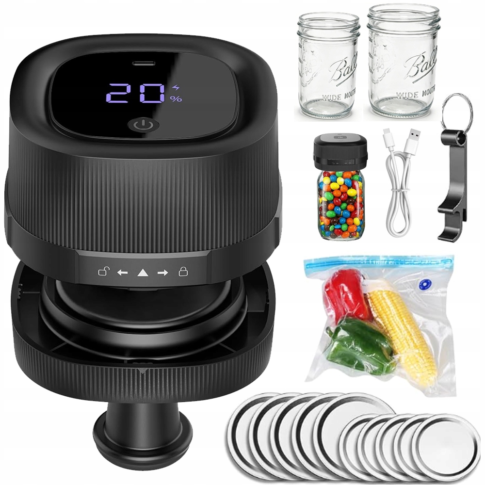 Elektrická Vakuová Svářečka Sklenic Mason Jar 7/8.5 CM S Otvírákem