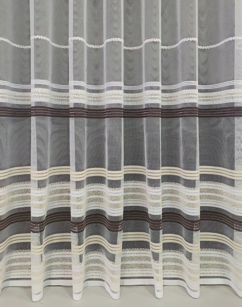 

Firana 250cm żakardowa w brązowe pasy na metry