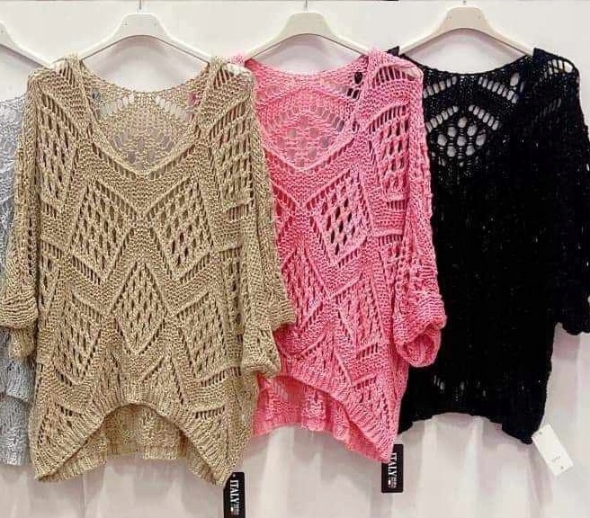 Bluzka narzutka ażurowa ZŁOTA nitka szydełkowa kolory UNI Rozmiar uniwersalny