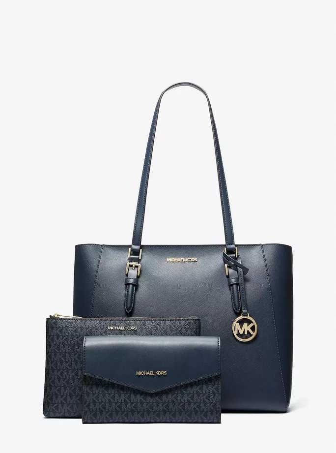 Michael Kors damska skórzana torebka duża i crossbody 3w1 Charlotte niebieska