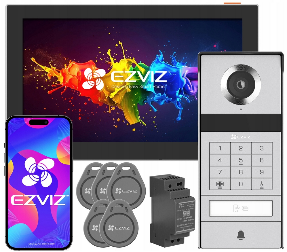 Videovrátnik Wifi Ezviz TP9 Pro 4K Brána Nfc Šifrovač 2-žilový 8" LCD