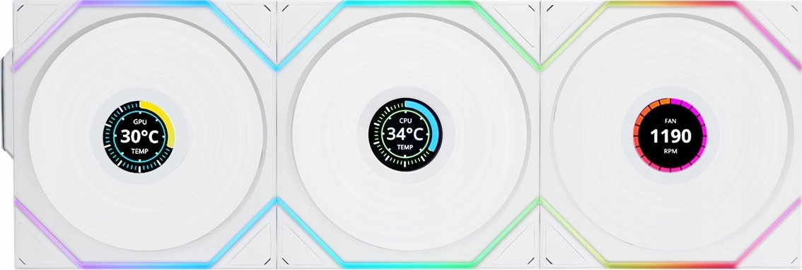 Wentylator Lian Li Uni Fan Tl Wireless LCD 120 Reverse Blade 3-pack biały