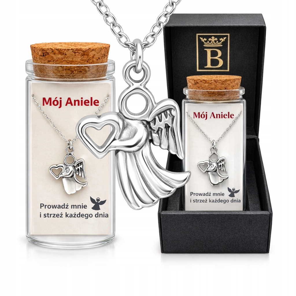 Stříbrný dámský náhrdelník v lahvičce s andělem stříbro o ryzosti 925 na svaté přijímání
