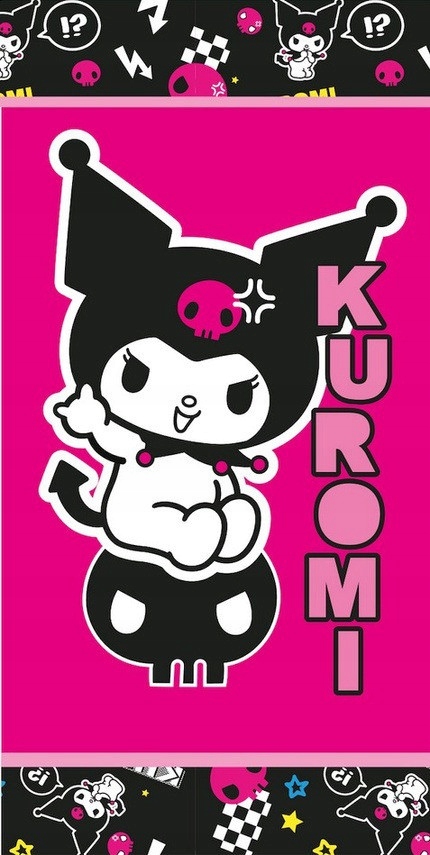 Ręcznik kąpielowy Hello Kitty Kuromi Rebel, ręcznik plażowy 70x140 cm (Szybkoschnący)