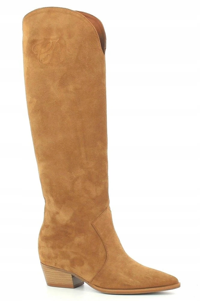 Carinii B8599 Kozačky Klasická Kůže Semišová Červená 36