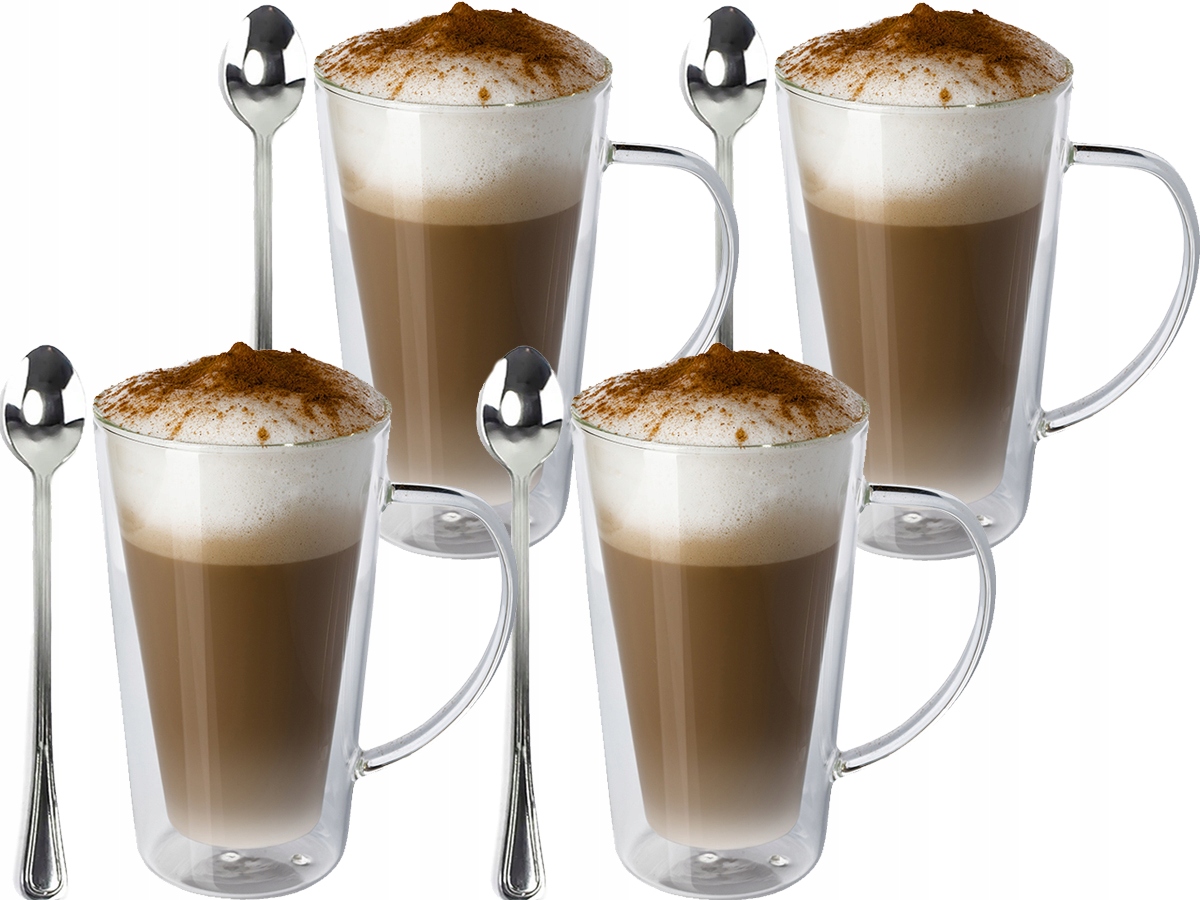 

4x Szklanki Termiczne Kawa Herbata 350ml+ Łyżeczki