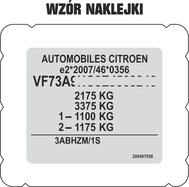 TABLICZKA ZNAMIONOWA CITROEN NAKLEJKA ZNAMIONOWA