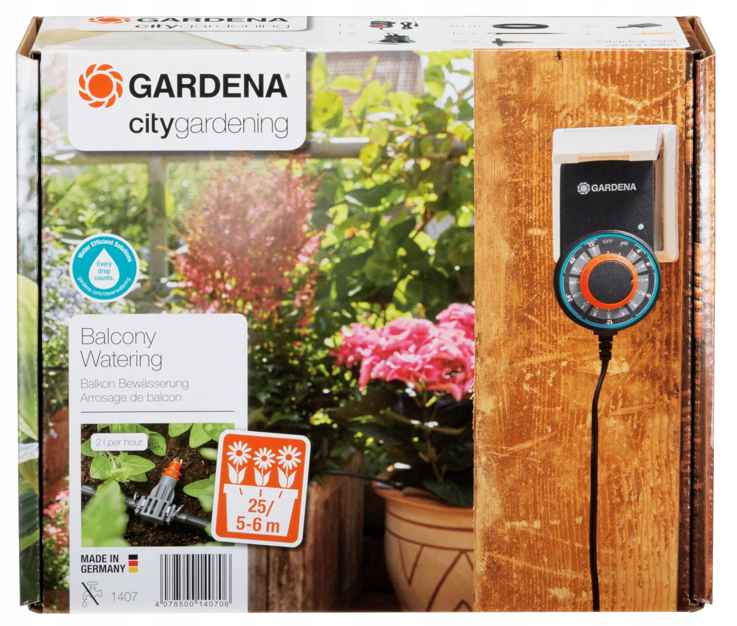 Gardena automatické zalévání balkon, 6 m, 13 programů