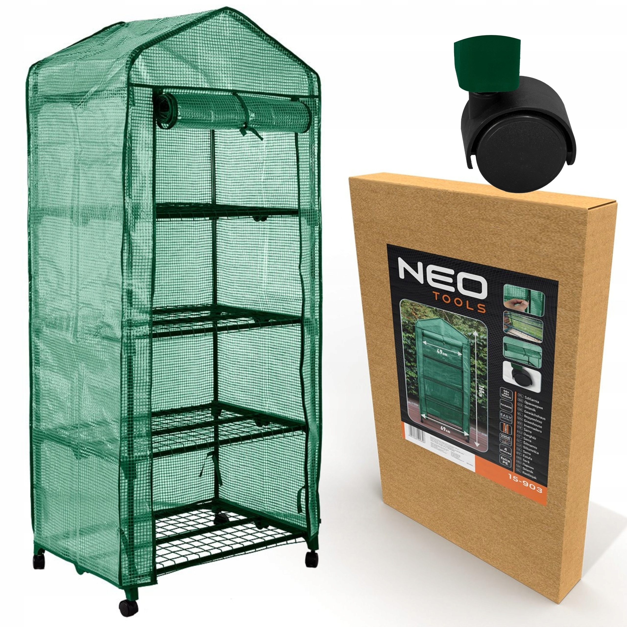 Neo Fóliový Tunel Fólie Balokový Zahradní Skleník 69x49x160cm 4 Úrovně