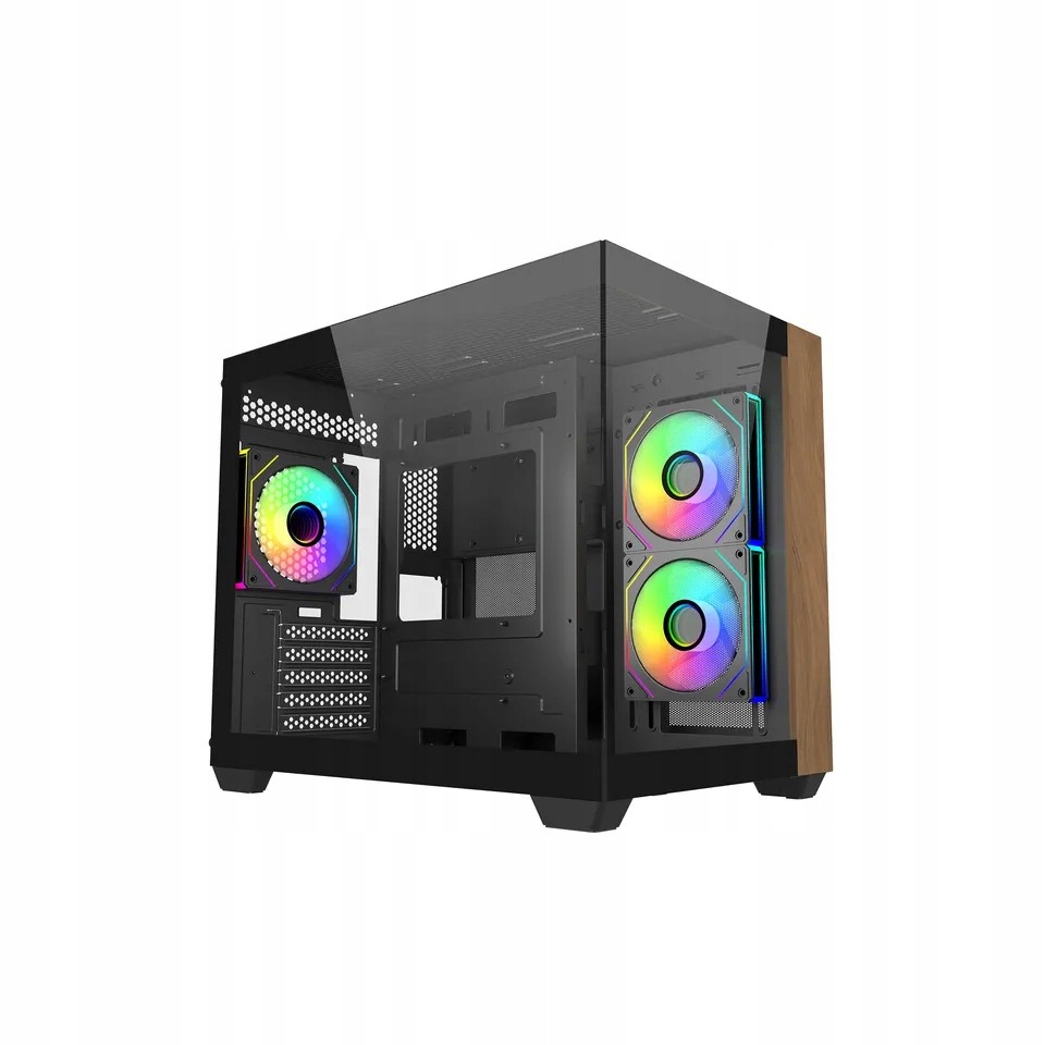 Cooler Master Obudowa Elite 481 Wood 270° Seamless Glass mATX