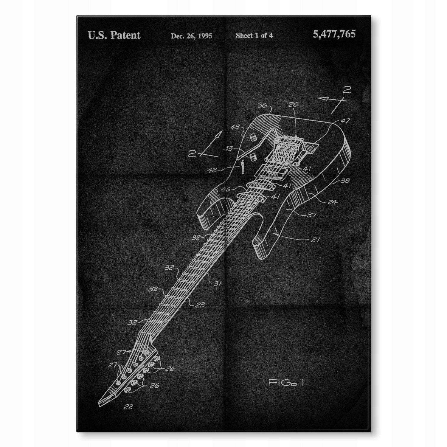 Kovový plakát Elektrická kytara Hudebník M